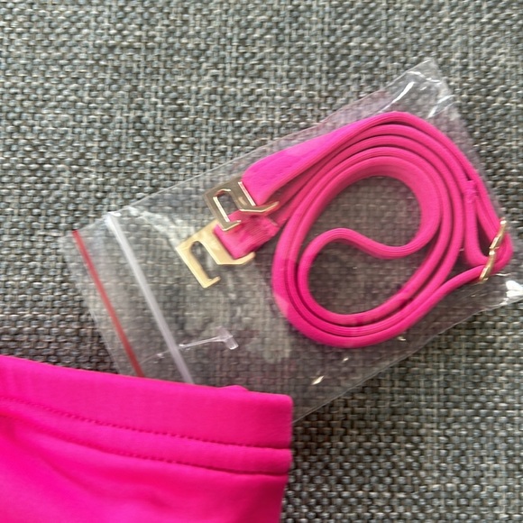 MICHAEL KORS Logo Strapless One Piece Bikini Ultra Pink Size 6 - Picture 8 of 15